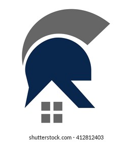 helmet and home symbol. logo vector.