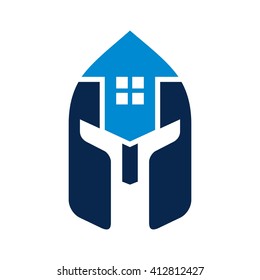 helmet and home symbol. logo vector.