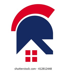helmet and home symbol. logo vector.