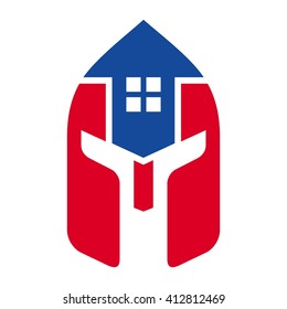 helmet and home symbol. logo vector.
