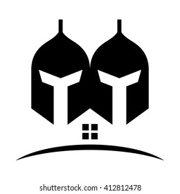 helmet and home symbol. logo vector.