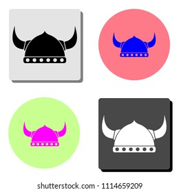 helmet with horn. simple flat vector icon illustration on four different color backgrounds