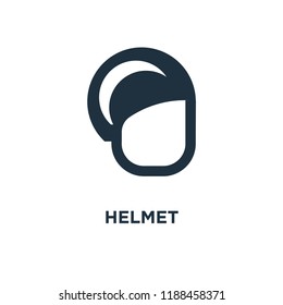 Helmet icon. Black filled vector illustration. Helmet symbol on white background. Can be used in web and mobile.