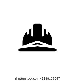 Helmet icon. Builder safety helmet icon. Construction symbol. Vector illustration in trendy block black flat style. Editable graphic resources for many purposes.