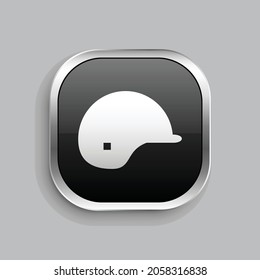 helmet icon design. Glossy Button style rounded rectangle isolated on gray background.. Vector illustration