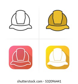 Helmet icon. Flat design, linear and color styles. Isolated vector illustrations