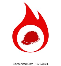 Helmet icon. Flat design style stock vector illustration