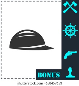 Helmet icon flat. Simple vector symbol and bonus icon