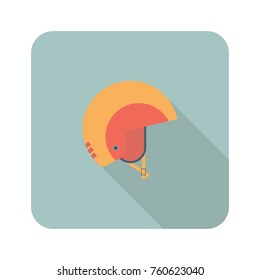 Helmet icon in flat style with long shadow. Minimal design. Vector illustration for web