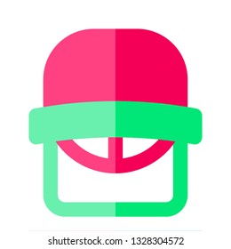 Helmet icon flat style pink green