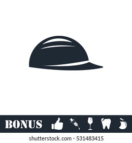Helmet icon flat. Vector illustration symbol and bonus pictogram
