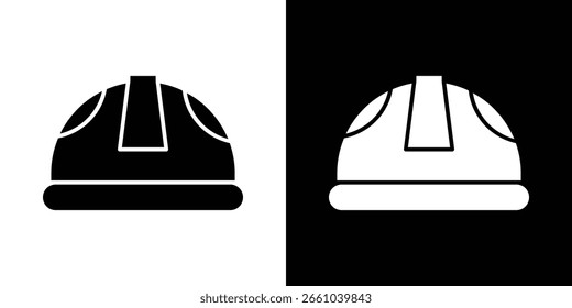 Helmet icon in flat version on black and white background