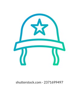 Icono de casco gradiente color azul verde elemento militar vector ejército y símbolo perfecto.