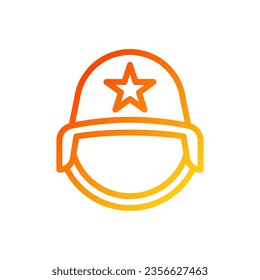Icono de casco gradiente color amarillo rojo elemento militar vector ejército y símbolo perfecto.