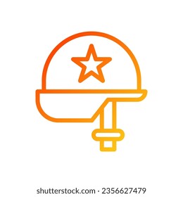 Icono de casco gradiente color amarillo rojo elemento militar vector ejército y símbolo perfecto.