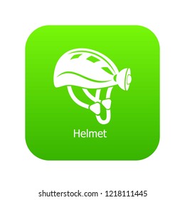 Helmet icon green vector isolated on white background