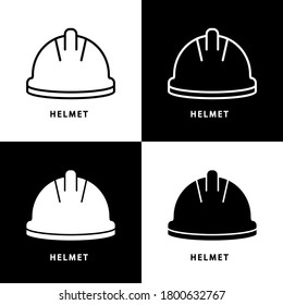 Helmet Icon Logo Line and Flat Solid. Helmet Head Safety Construction Symbol Vector Glyph Design