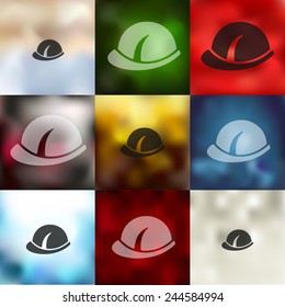 helmet icon on blurred background