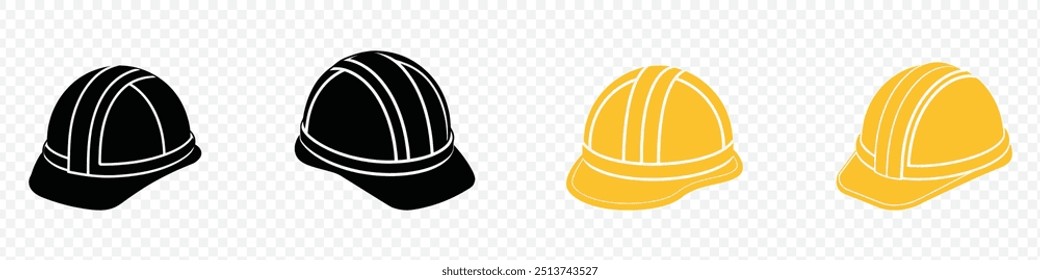 helmet icon on transparent background. Construction safety helmet line style icon, Helmets icon set illustration. Motorcycle helmet sign and symbol. Construction helmets icon. Safety helmet