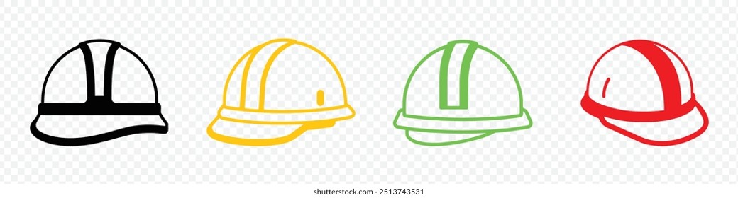 helmet icon on transparent background. Construction safety helmet line style icon, Helmets icon set illustration. Motorcycle helmet sign and symbol. Construction helmets icon. Safety helmet