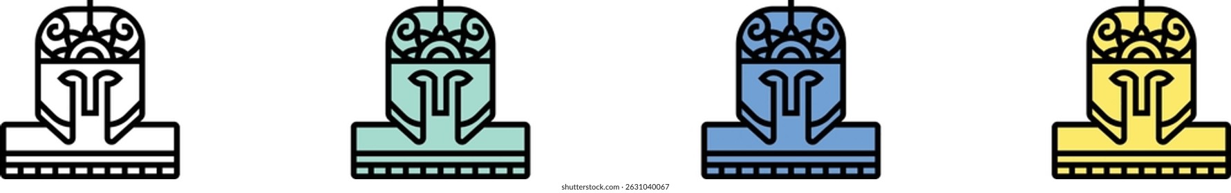 helmet icon. Outline, Green, Blue and Yellow Style Design Isolated On White Background