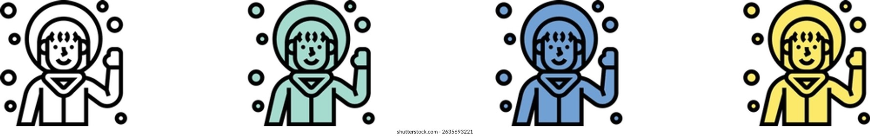 helmet icon. Outline, Green, Blue and Yellow Style Design Isolated On White Background