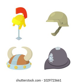 Helmet icon set. Cartoon set of helmet vector icons for web design isolated on white background