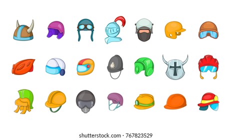 Helmet icon set. Cartoon set of helmet vector icons for your web design isolated on white background