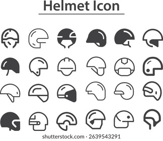 Helmet icon Set. Engineer icon in line style. stock illustration. Helmet and gear. Safety and protection, engineer. Construction, labor and engineering symbols. Workwear, helmet construction.eps
