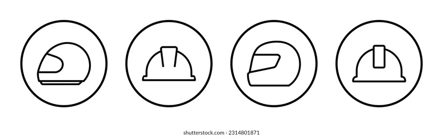 Helmet icon set illustration. Motorcycle helmet sign and symbol. Construction helmet icon. Safety helmet