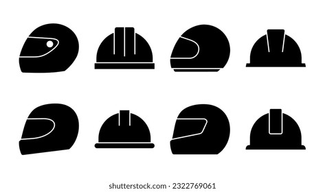Helmet icon set illustration. Motorcycle helmet sign and symbol. Construction helmet icon. Safety helmet