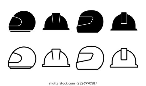 Helmet icon set illustration. Motorcycle helmet sign and symbol. Construction helmet icon. Safety helmet