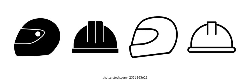 Helmet icon set illustration. Motorcycle helmet sign and symbol. Construction helmet icon. Safety helmet