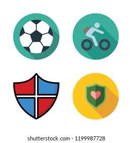 helmet icon set. vector set about bicycle, football and shield icons set.