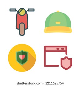 helmet icon set. vector set about scooter, shield and cap icons set.
