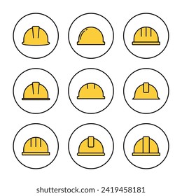 Helmet icon set vector. Motorcycle helmet sign and symbol. Construction helmet icon. Safety helmet