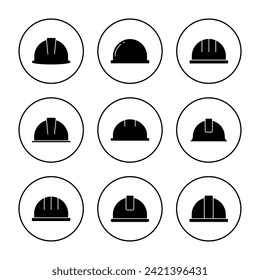 vector conjunto de iconos de casco. Signo y símbolo de casco de motocicleta. Icono del casco de construcción. Casco de seguridad