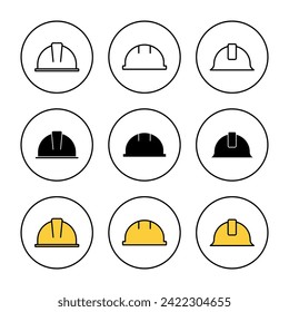 Helmet icon set vector. Motorcycle helmet sign and symbol. Construction helmet icon. Safety helmet