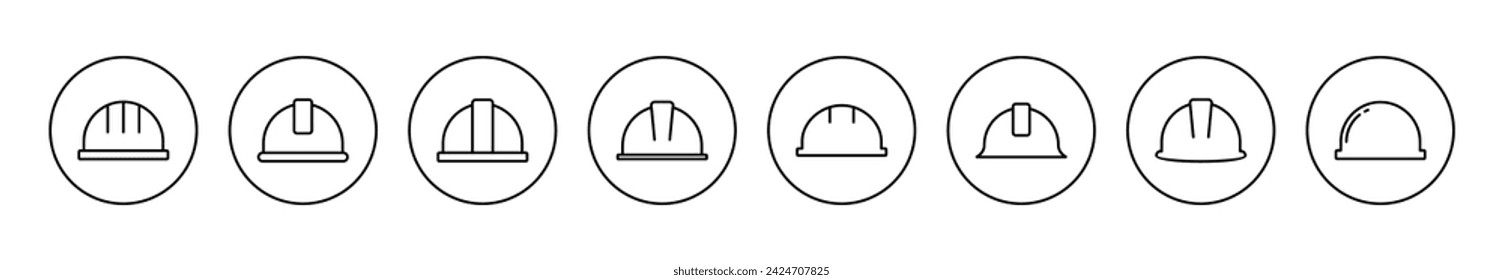 Helmet icon set vector. Motorcycle helmet sign and symbol. Construction helmet icon. Safety helmet