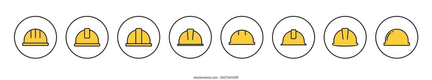 Helmet icon set vector. Motorcycle helmet sign and symbol. Construction helmet icon. Safety helmet