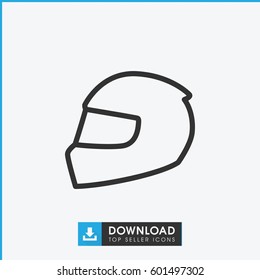helmet icon. simple outline helmet vector icon. on white background.