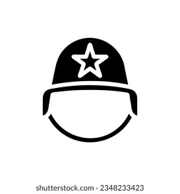 Icono del casco color negro sólido elemento militar vector ejército y símbolo perfecto.