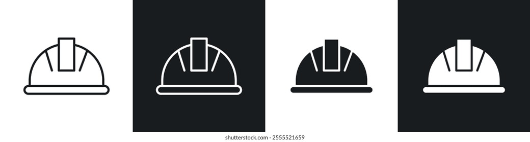 Helmet icon vector collection in black and white.