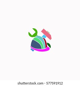 Helmet  icon Vector design. Colored illustration.