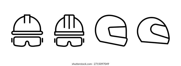Icono de casco Ilustración vectorial. Signo y símbolo del casco de la motocicleta. Icono de casco de construcción. Casco de seguridad