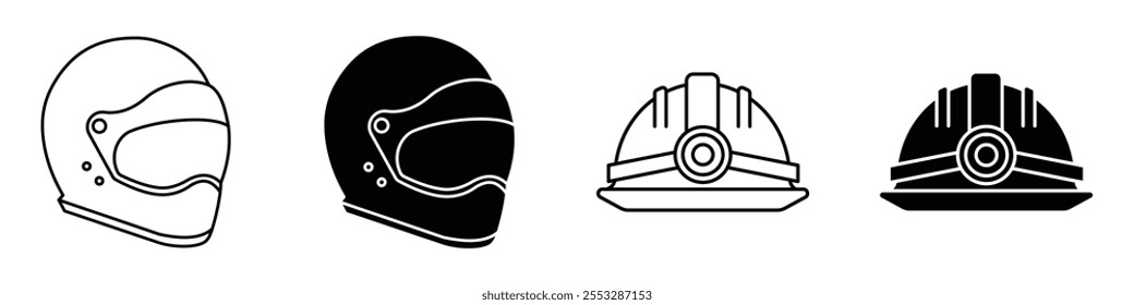 Helmet icon vector set. EPS10