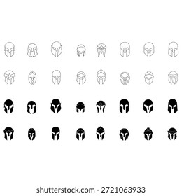 Helmet icon vector set. Knight's helmet Illustration sign collection. Medieval helmet symbol. Armor logo.