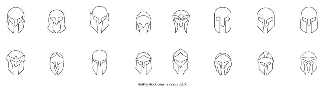Helmet icon vector set. Knight's helmet Illustration sign collection. Medieval helmet symbol. Armor logo.