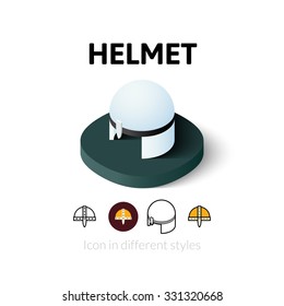 Helmet icon, vector symbol in flat, outline and isometric style