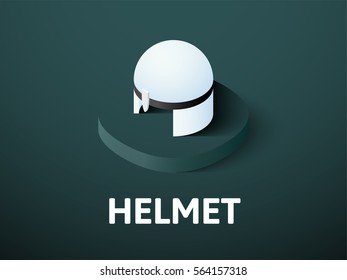 Helmet icon, vector symbol in flat isometric style isolated on color background